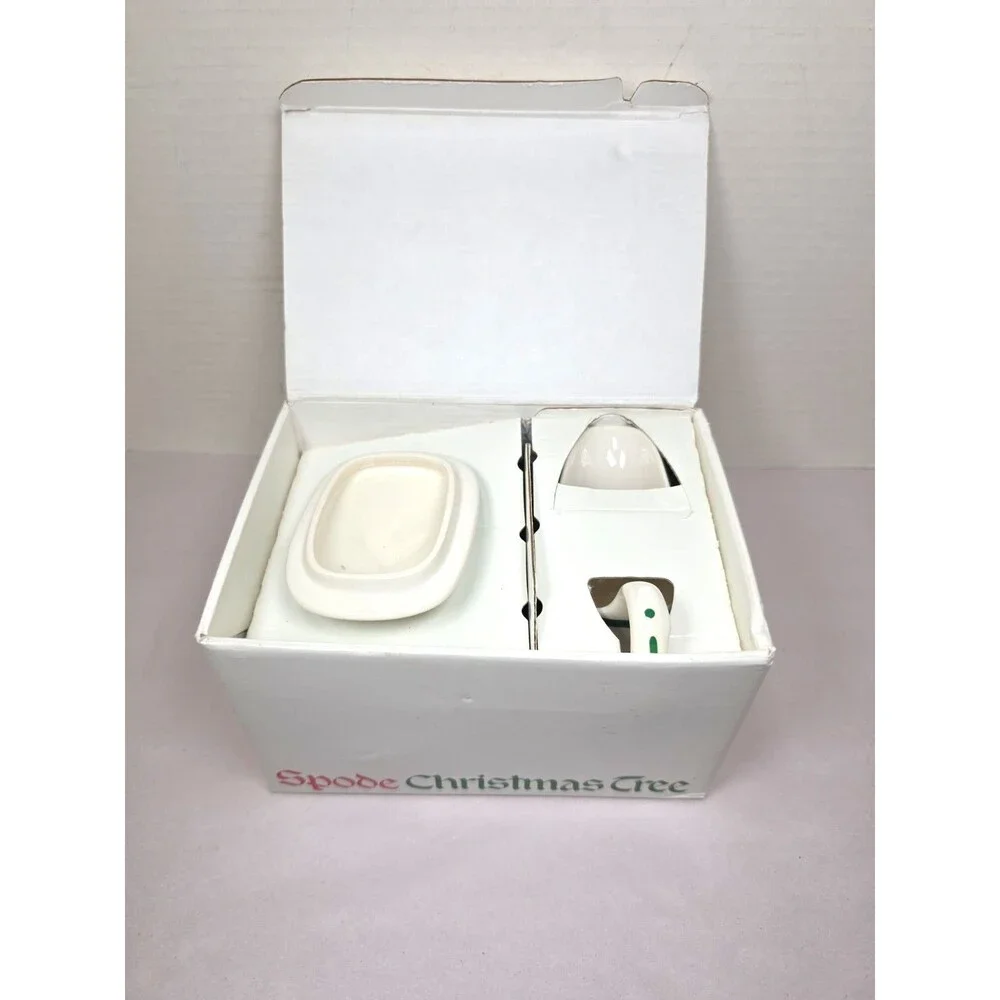 NIB Vintage Spode Christmas Tree Sugar & Creamer Set Made in England